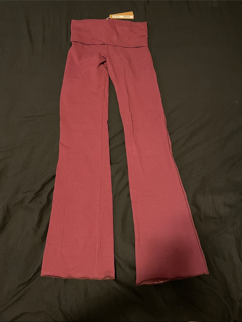 Deep berry cotton jersey fold over pants